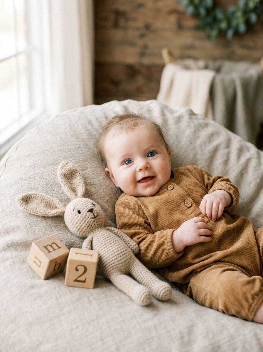 Bohemian Camel Corduroy & Knitted Floppy Bunny