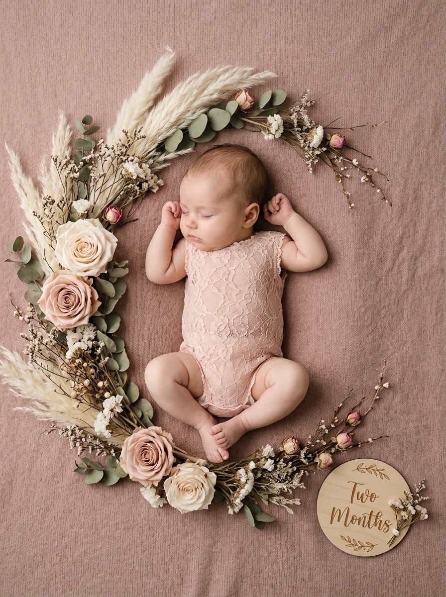 Dusty Rose Peony & Dried Pampas Halo