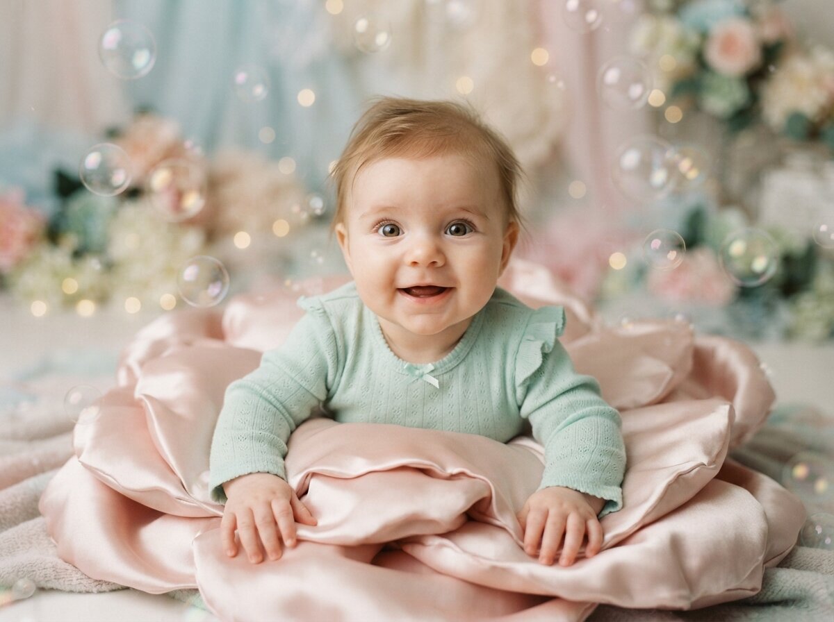 Whimsical Studio Baby Portrait (Baby Girl)