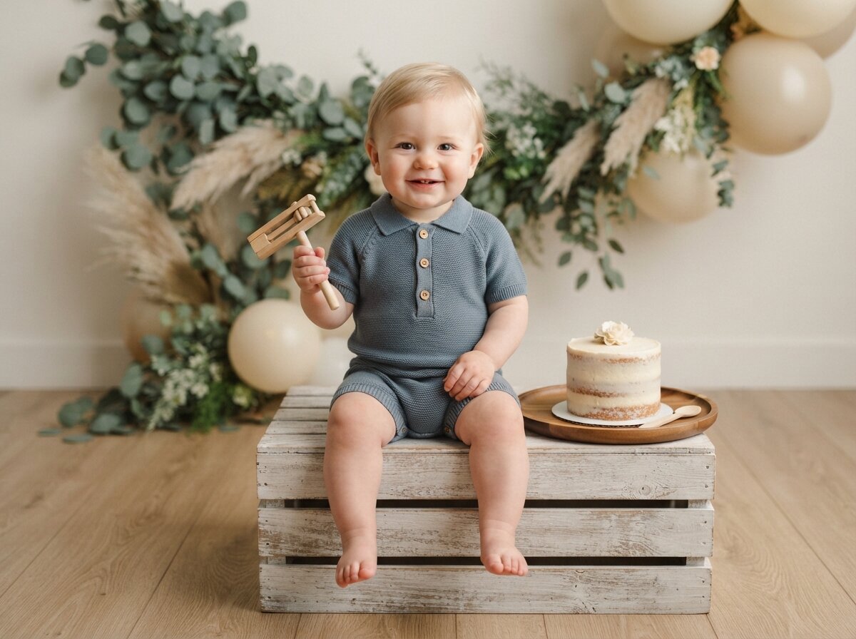 Editorial 1st Birthday Studio Portrait (Baby Boy) (Set 1)