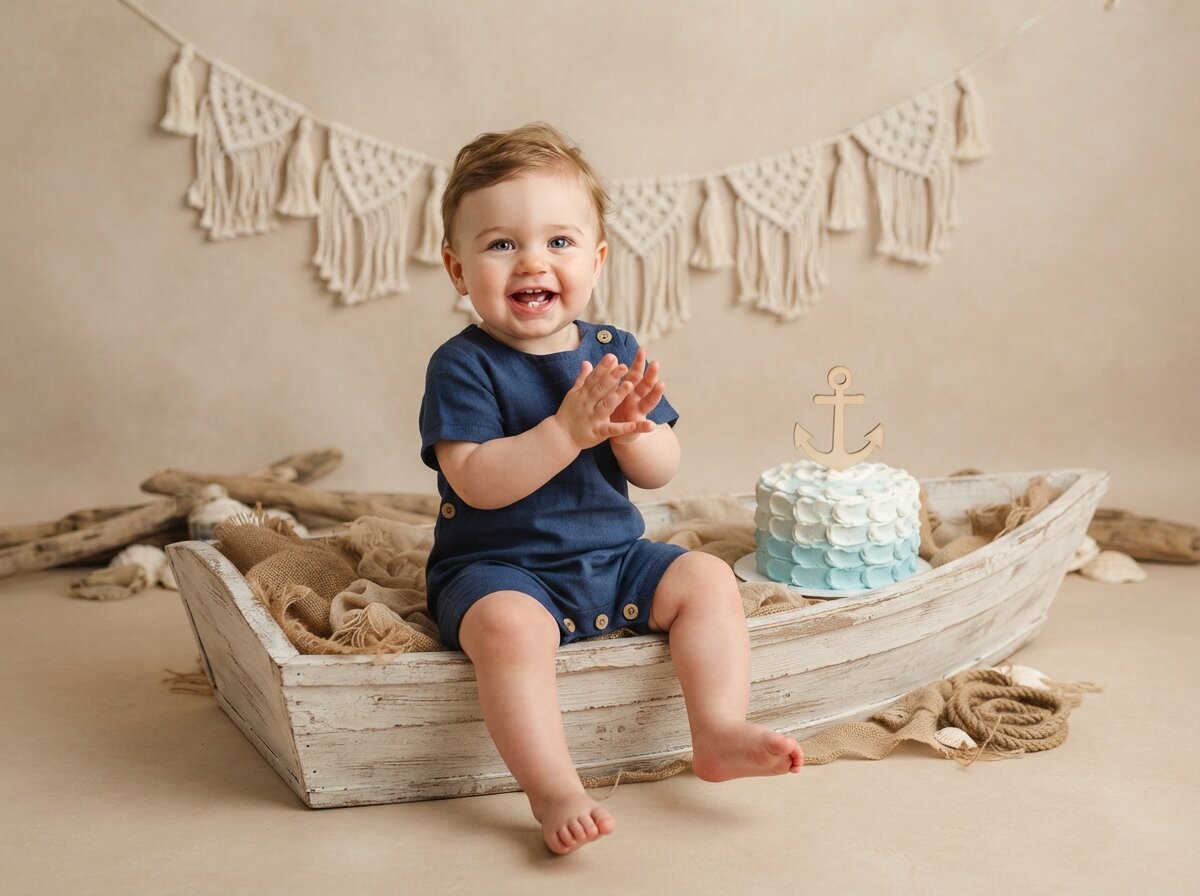 Editorial 1st Birthday Studio Portrait (Baby Boy) (Set 2)