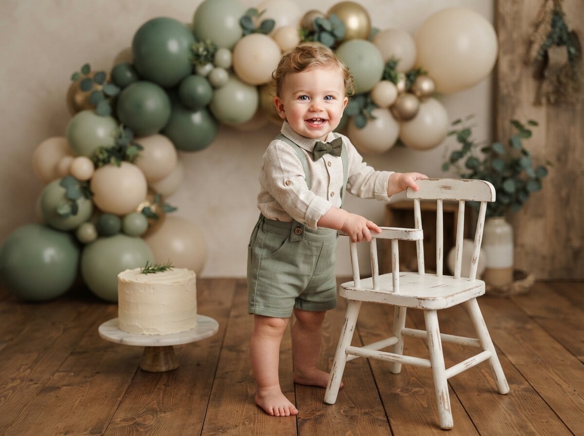 Luxury 1st Birthday Gold Crown Portrait (Baby Boy) (Set 1)