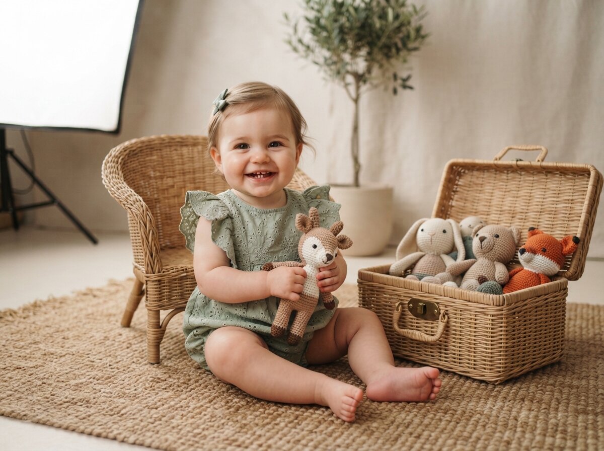 Supported Standing Studio Portrait (Baby Girl) (Silk Minimalist)