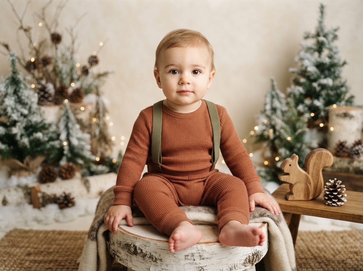 Velvet Stocking Fireside - Baby's First Christmas & Holiday Portrait Template