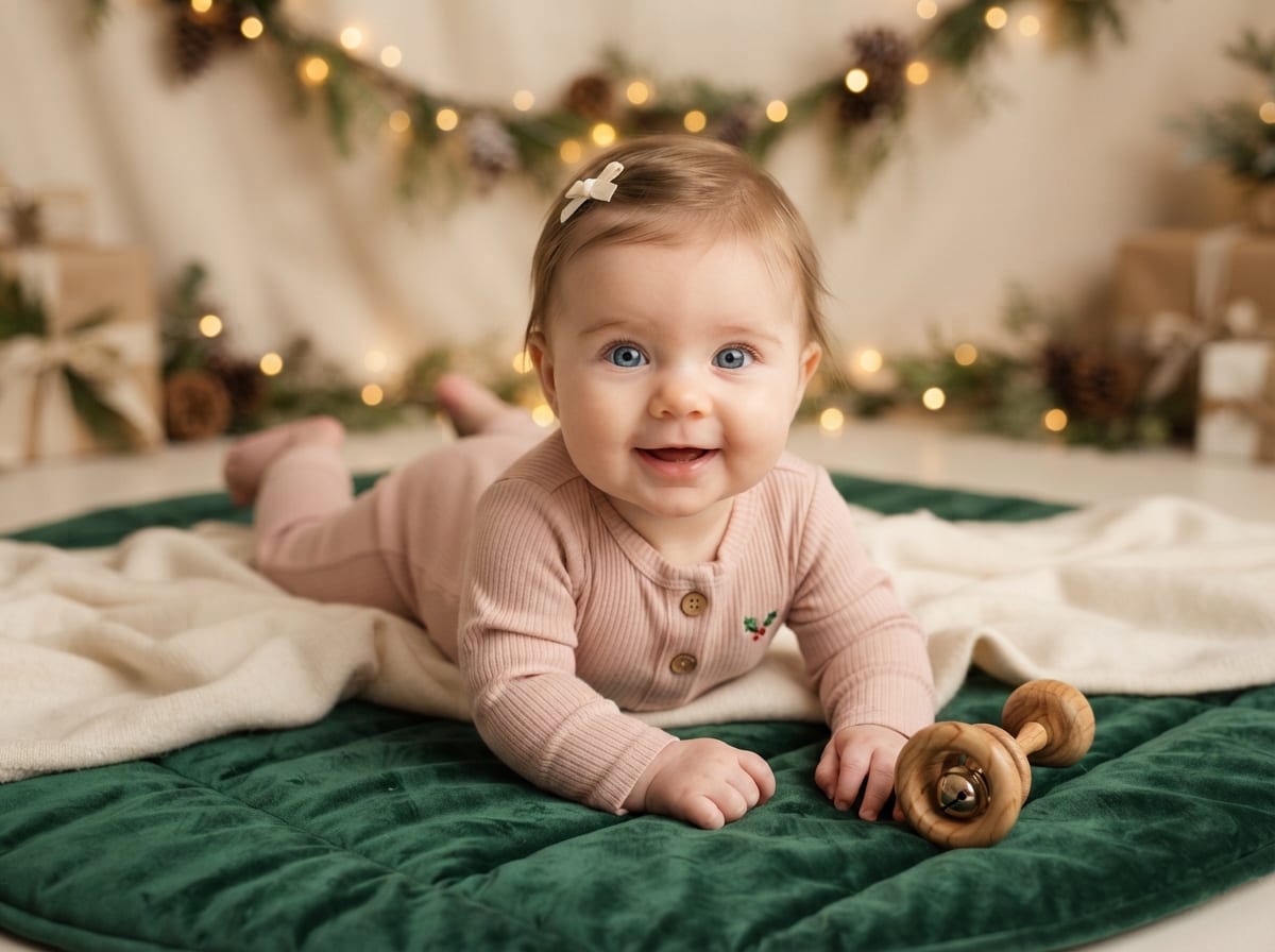 Fireside Heirloom Quilt - Baby's First Christmas & Holiday Portrait Template