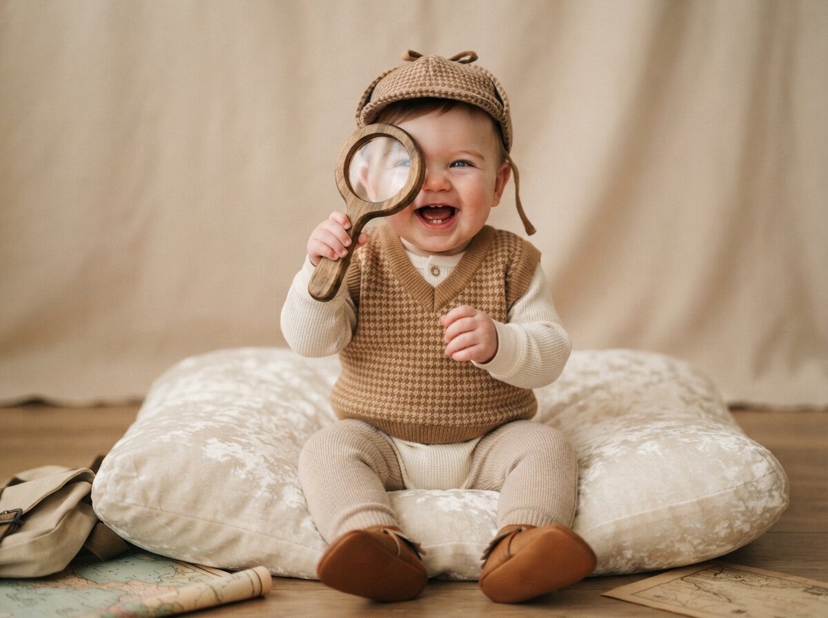 Little Detective & Vintage Magnifying Glass Studio (Baby Boy)