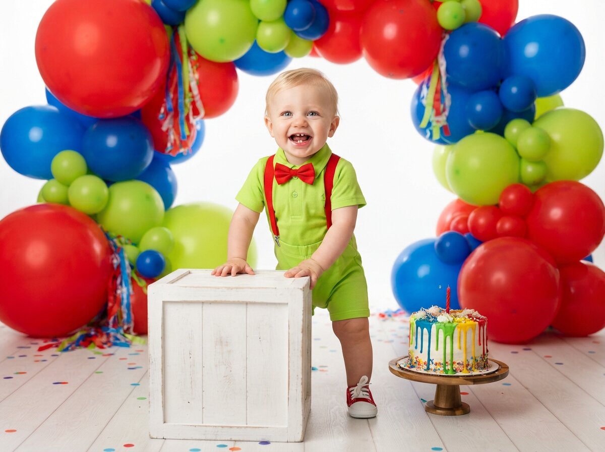 1st Birthday Cake Smash & Confetti Splash (Baby Boy) (Set 2)