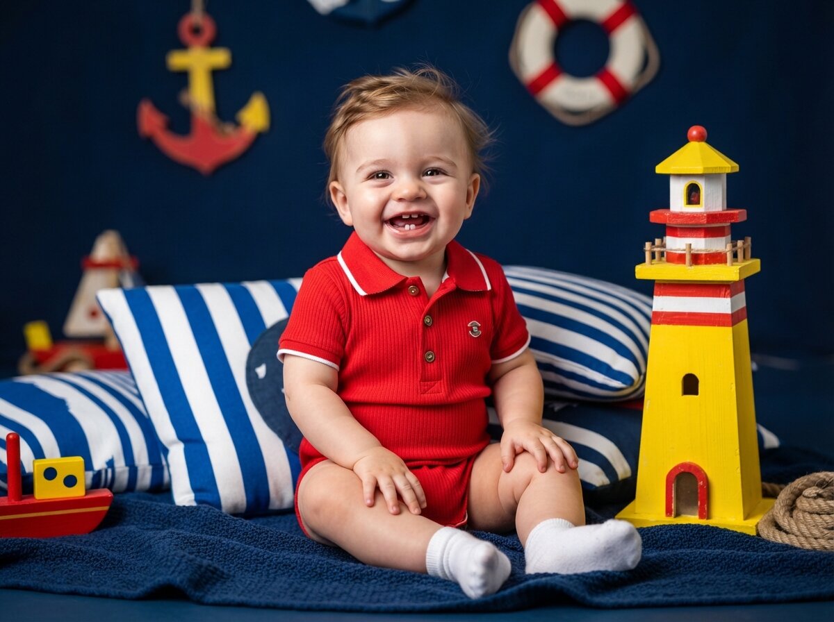 Vibrant Pop Color & Dynamic Studio Lighting (Baby Boy) (Silk Minimalist)