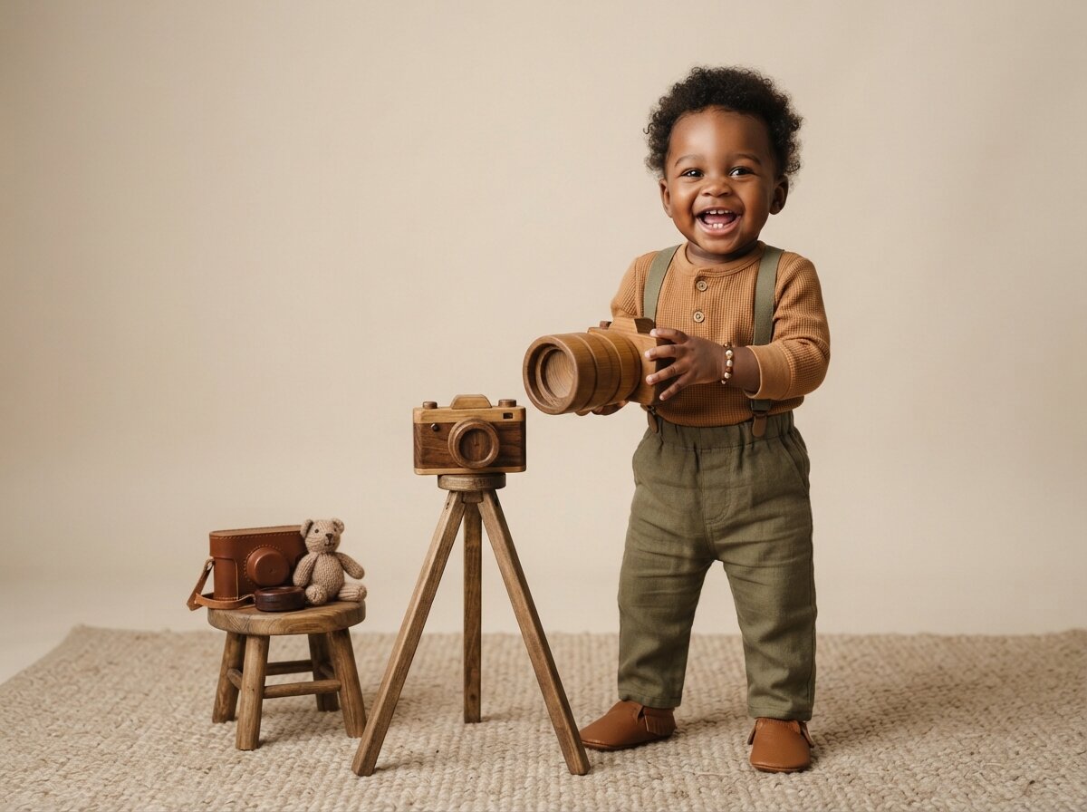 Little Photographer & Wooden Tripod Studio (Baby Boy)