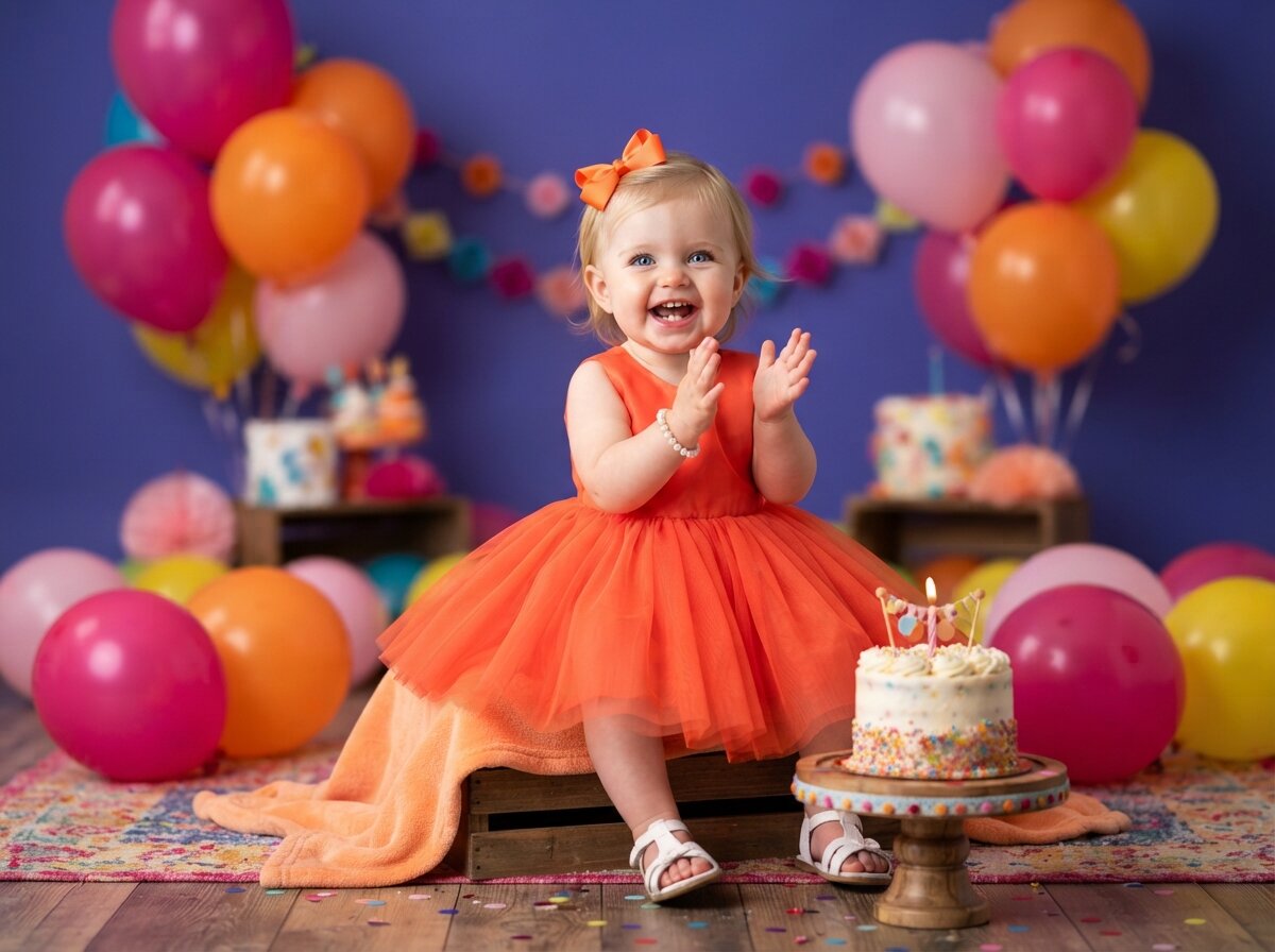 1st Birthday Cake Smash & Confetti Splash (Baby Girl) (Theme A) (Theme B)