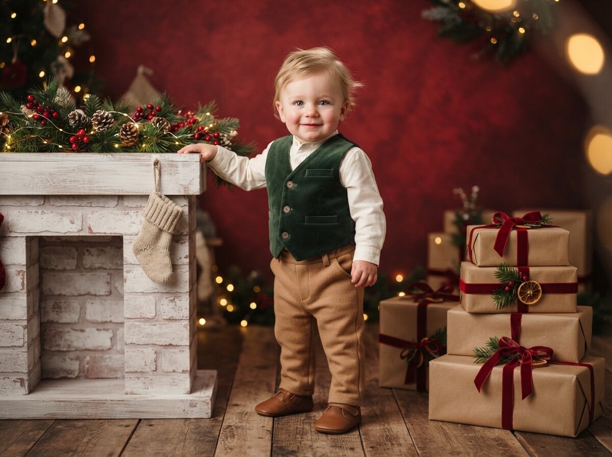 First Christmas Holiday Studio & Frosted Pine Tree (Gender Neutral)