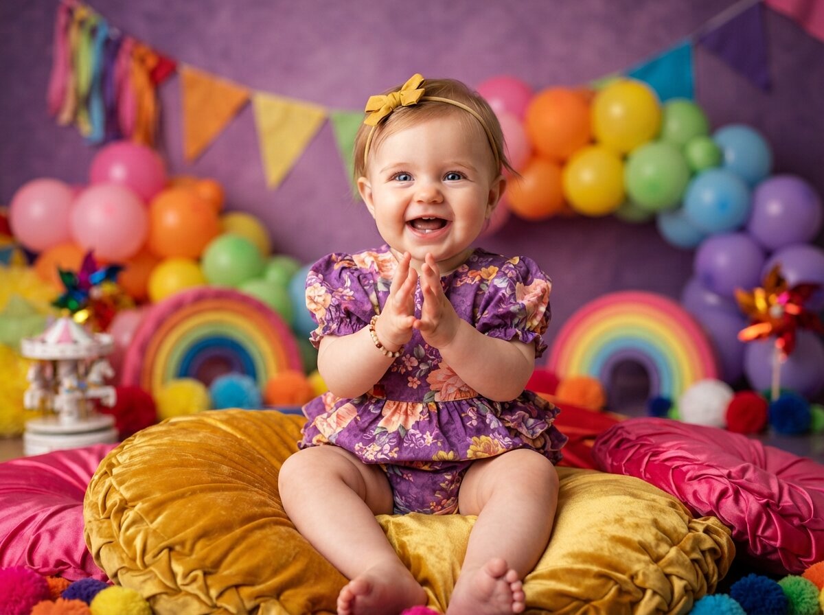 Vibrant Pop Color & Dynamic Studio Lighting (Baby Girl) (Silk Minimalist)