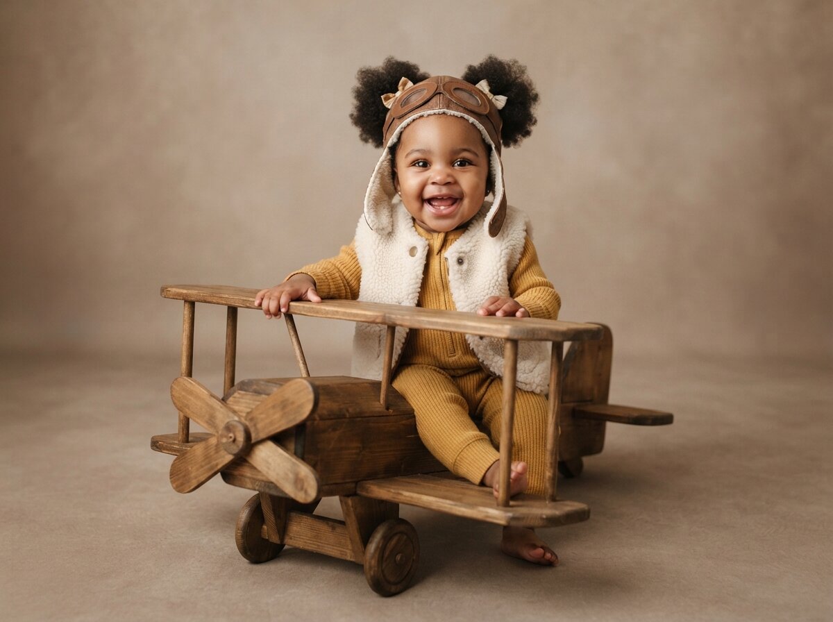 Little Flight Pilot & Aviation Wings Studio (Baby Girl)