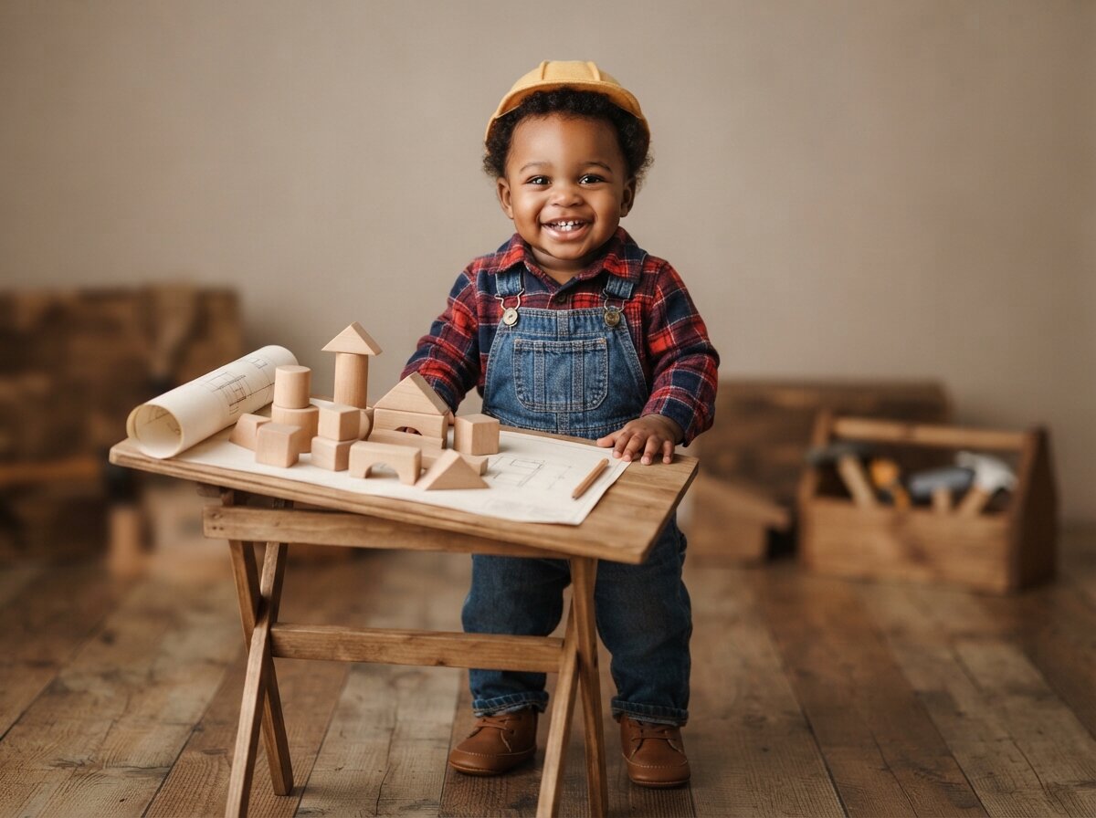 Little Architect & Wooden Building Blocks Studio (Baby Boy)