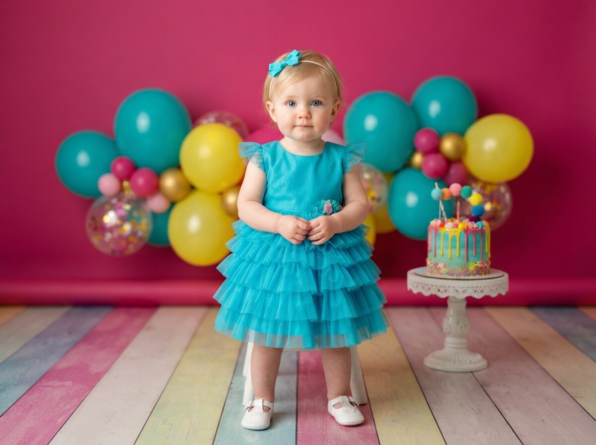 1st Birthday Cake Smash & Confetti Splash (Baby Girl) (Set 5)