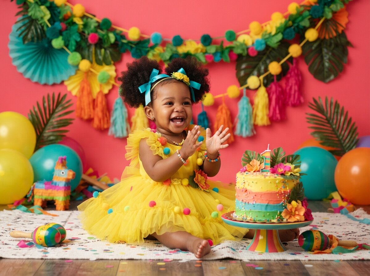 1st Birthday Cake Smash & Confetti Splash (Gender Neutral) (Royal Velvet)