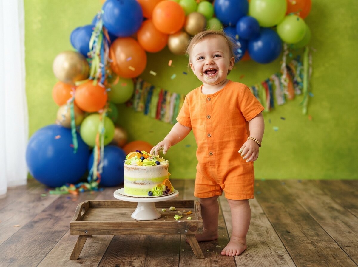 1st Birthday Cake Smash & Confetti Splash (Baby Boy) (Set 6)