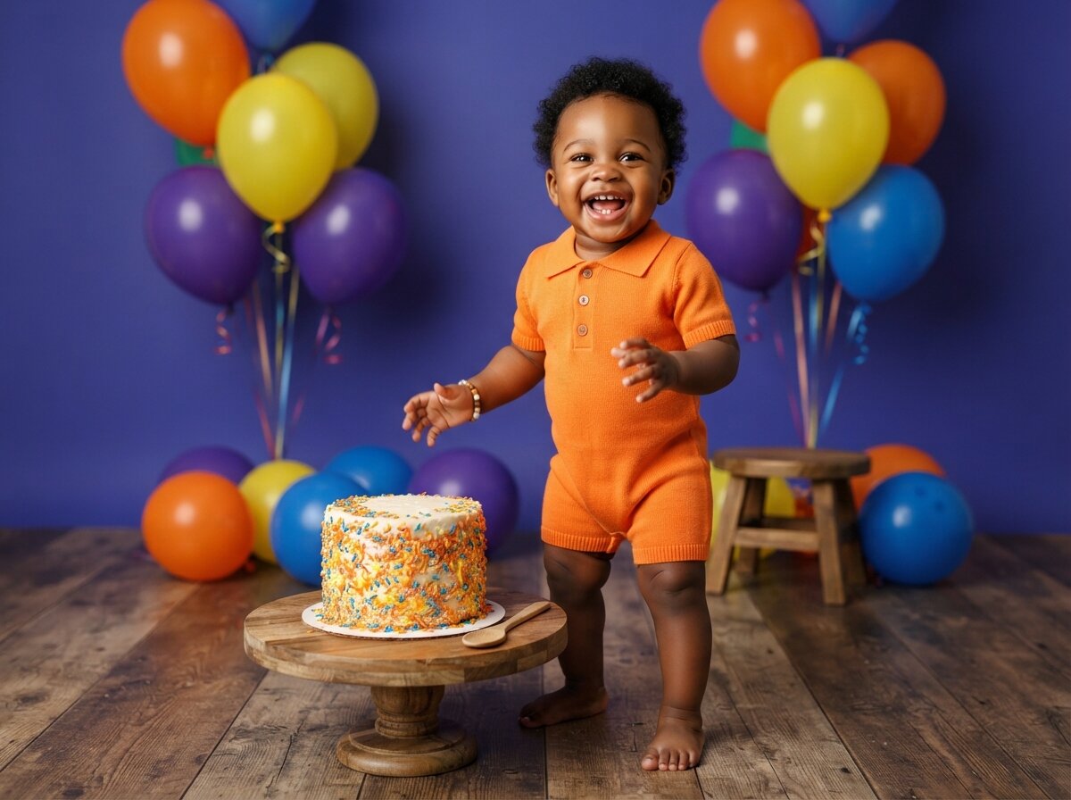 1st Birthday Cake Smash & Confetti Splash (Baby Boy) (Set 7)
