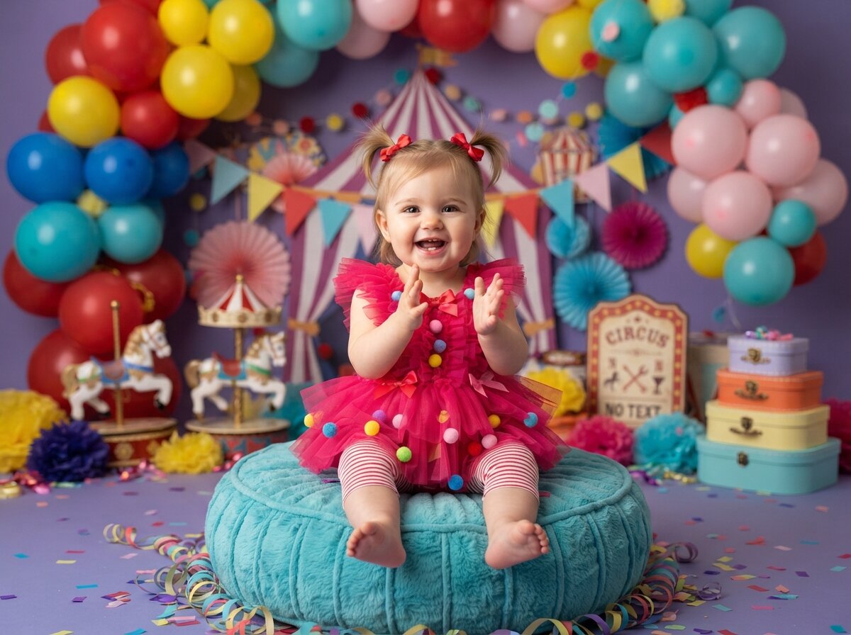 Vibrant Pop Color & Dynamic Studio Lighting (Baby Girl) (Silk Minimalist)