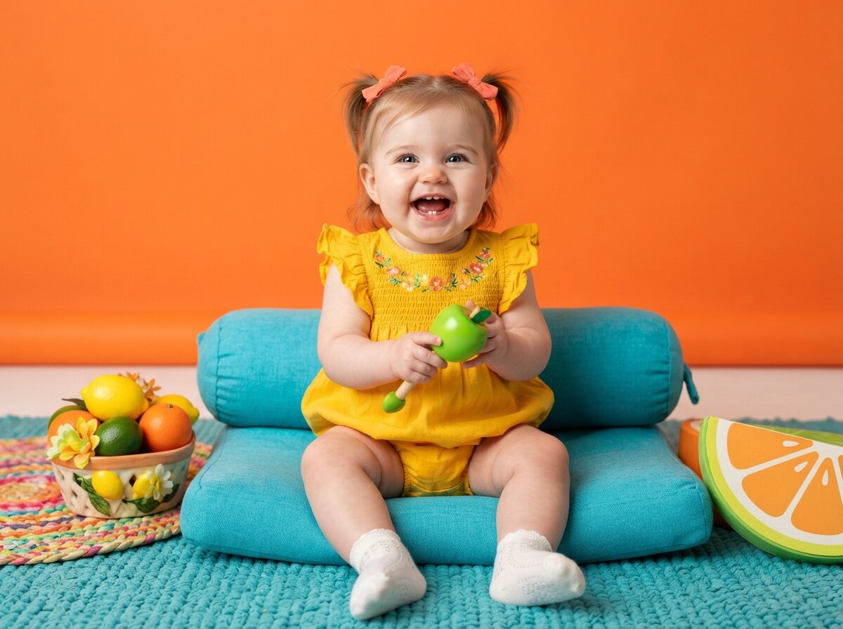 Vibrant Pop Color & Dynamic Studio Lighting (Baby Girl) (Silk Minimalist)