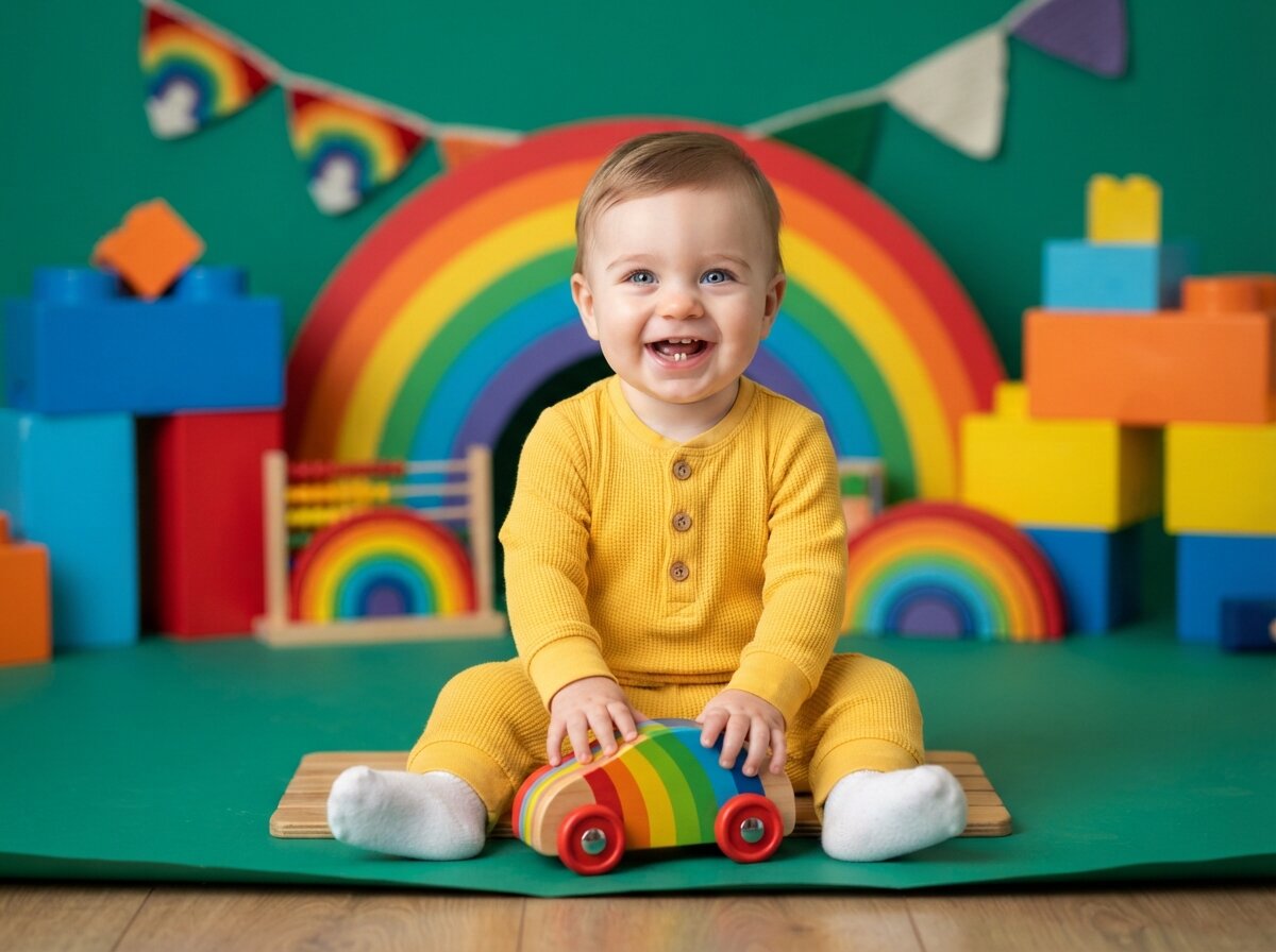 Vibrant Pop Color & Dynamic Studio Lighting (Baby Boy) (Silk Minimalist)