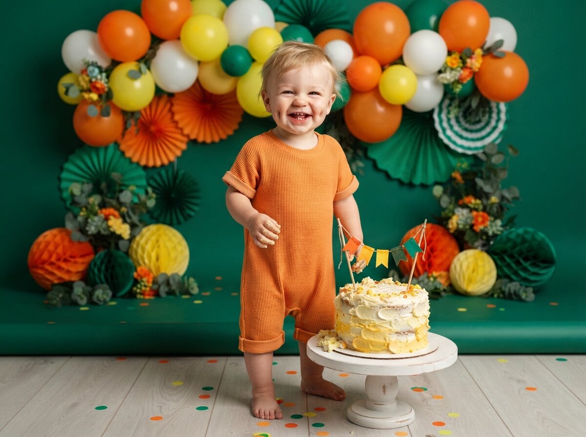 1st Birthday Cake Smash & Confetti Splash (Baby Boy) (Set 8)