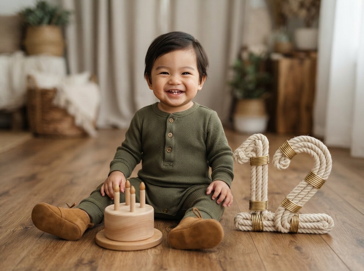 High End Editorial First Birthday Milestone Portrait (12 Months (1 Year))