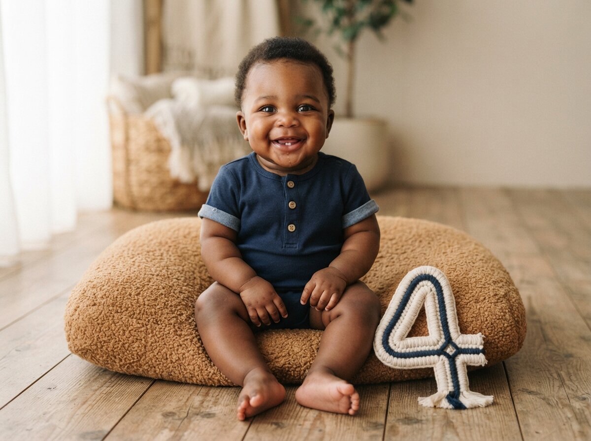 Realistic Studio Baby Milestone Milestone Portrait (4 Months)