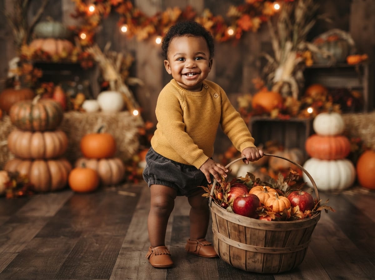 Apple Picking Basket & Barnwood Pumpkin Patch