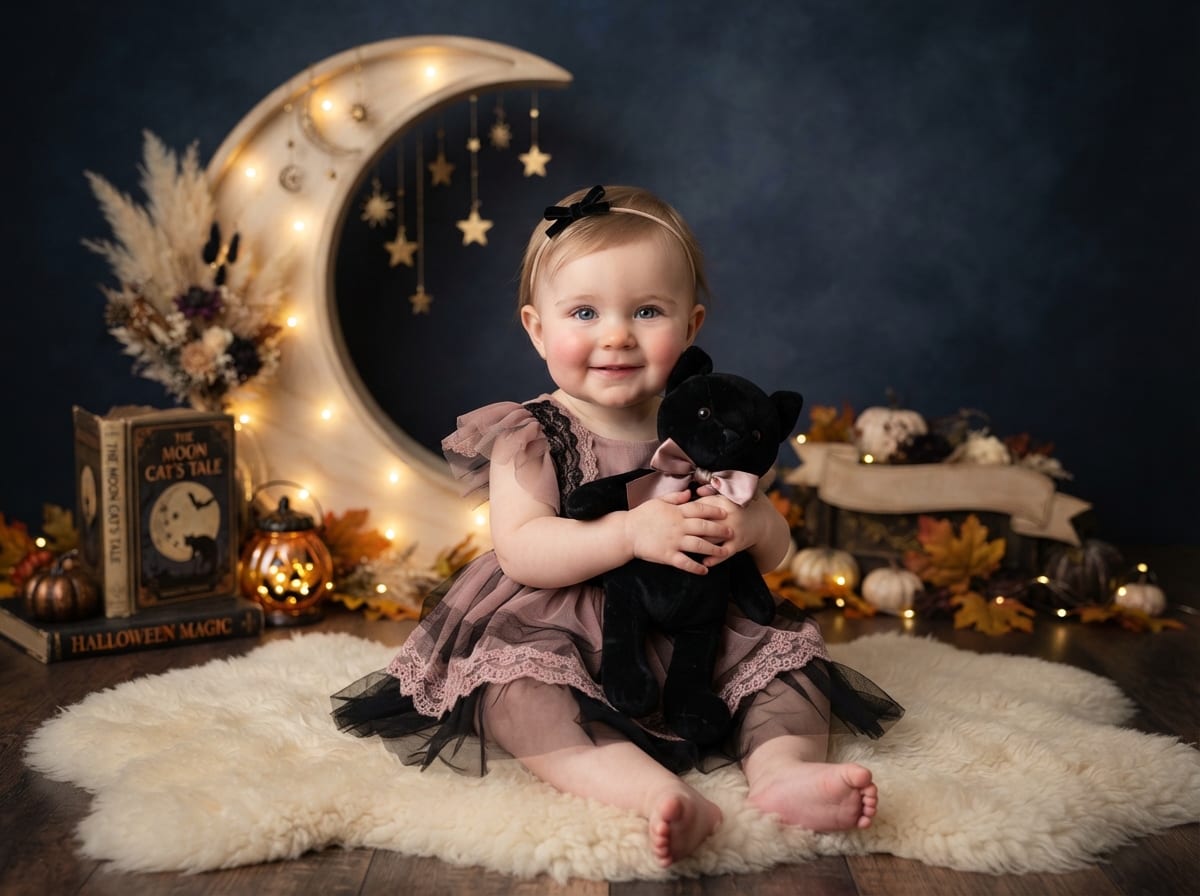 Midnight Crescent Moon & Black Cat Storybook