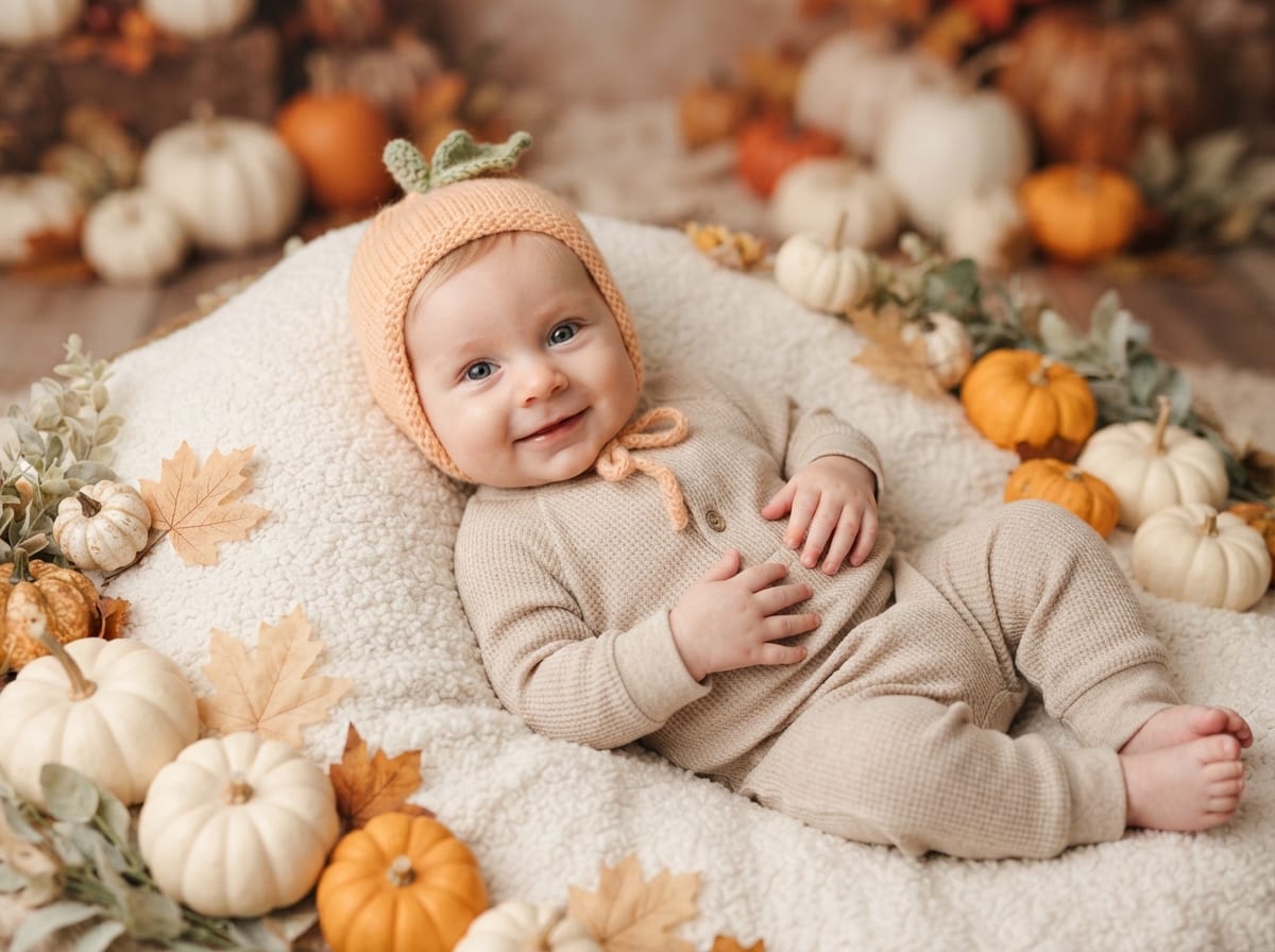 Knit Pumpkin Bonnet & Cozy Sherpa Harvest