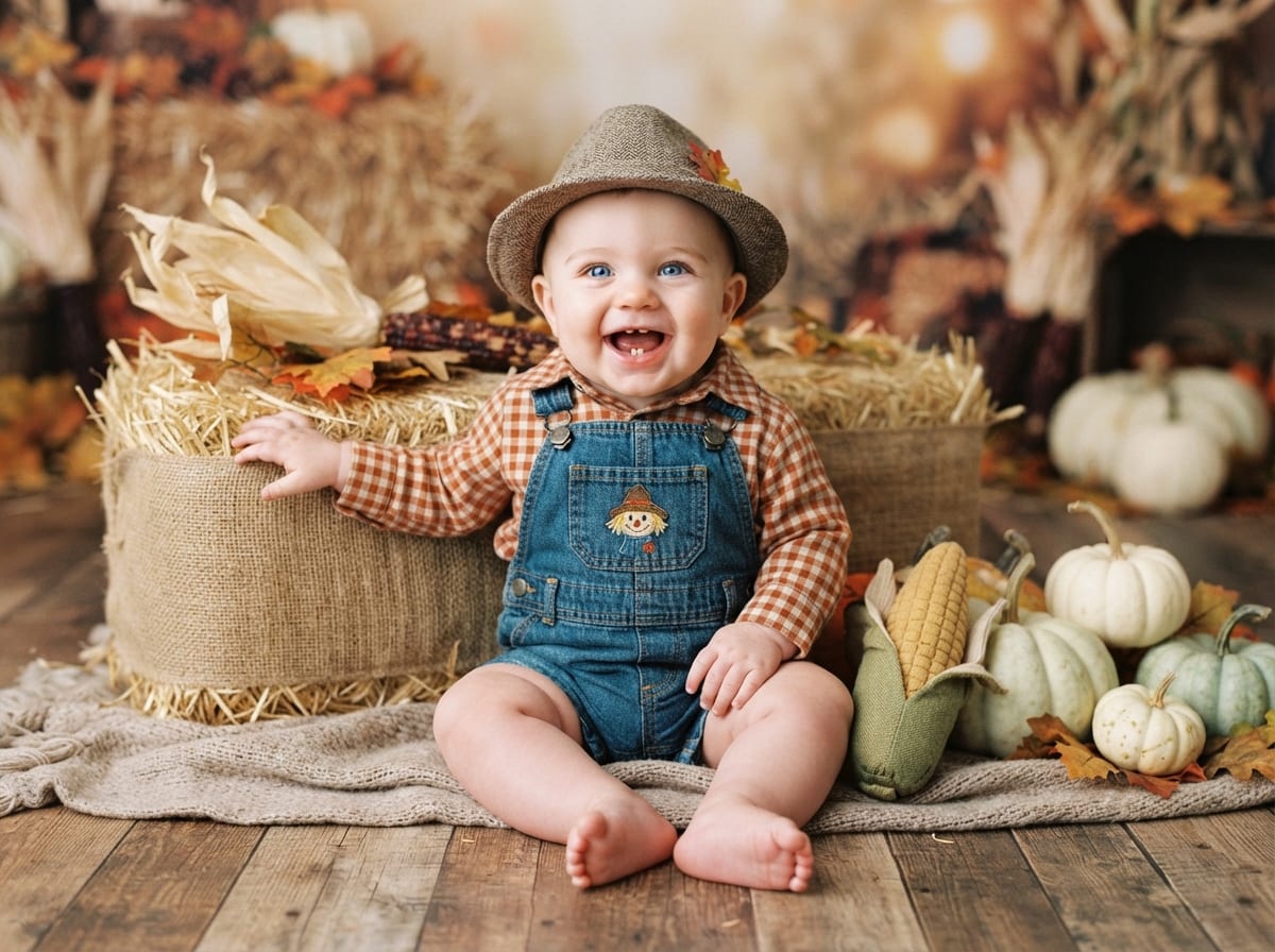 Little Scarecrow & Harvest Hay Bale Patch
