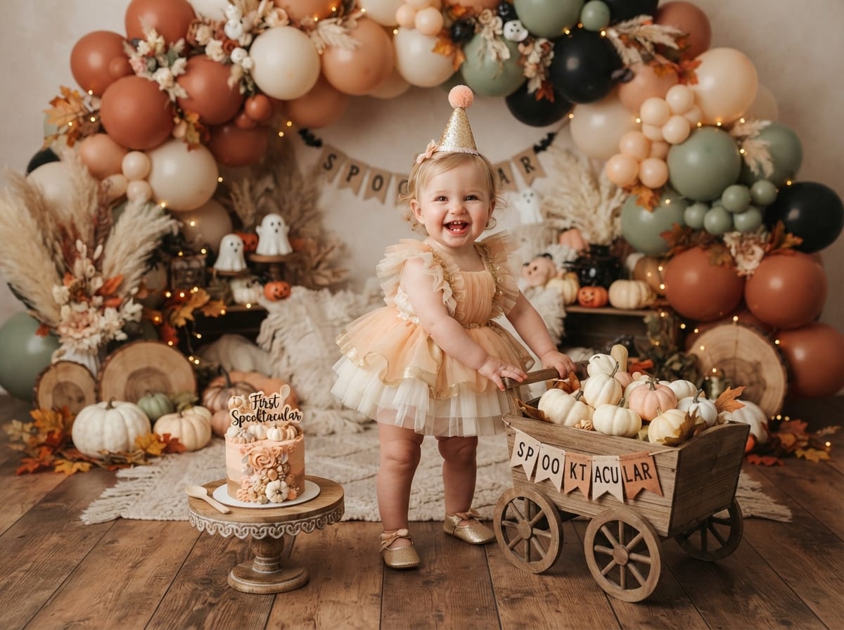 First Spooktacular Balloon Arch & Pumpkin Wagon