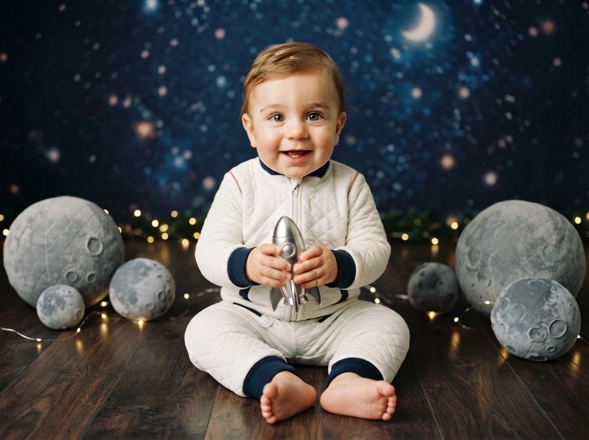 Silver Toy Rocket & Cratered Moon Cushions