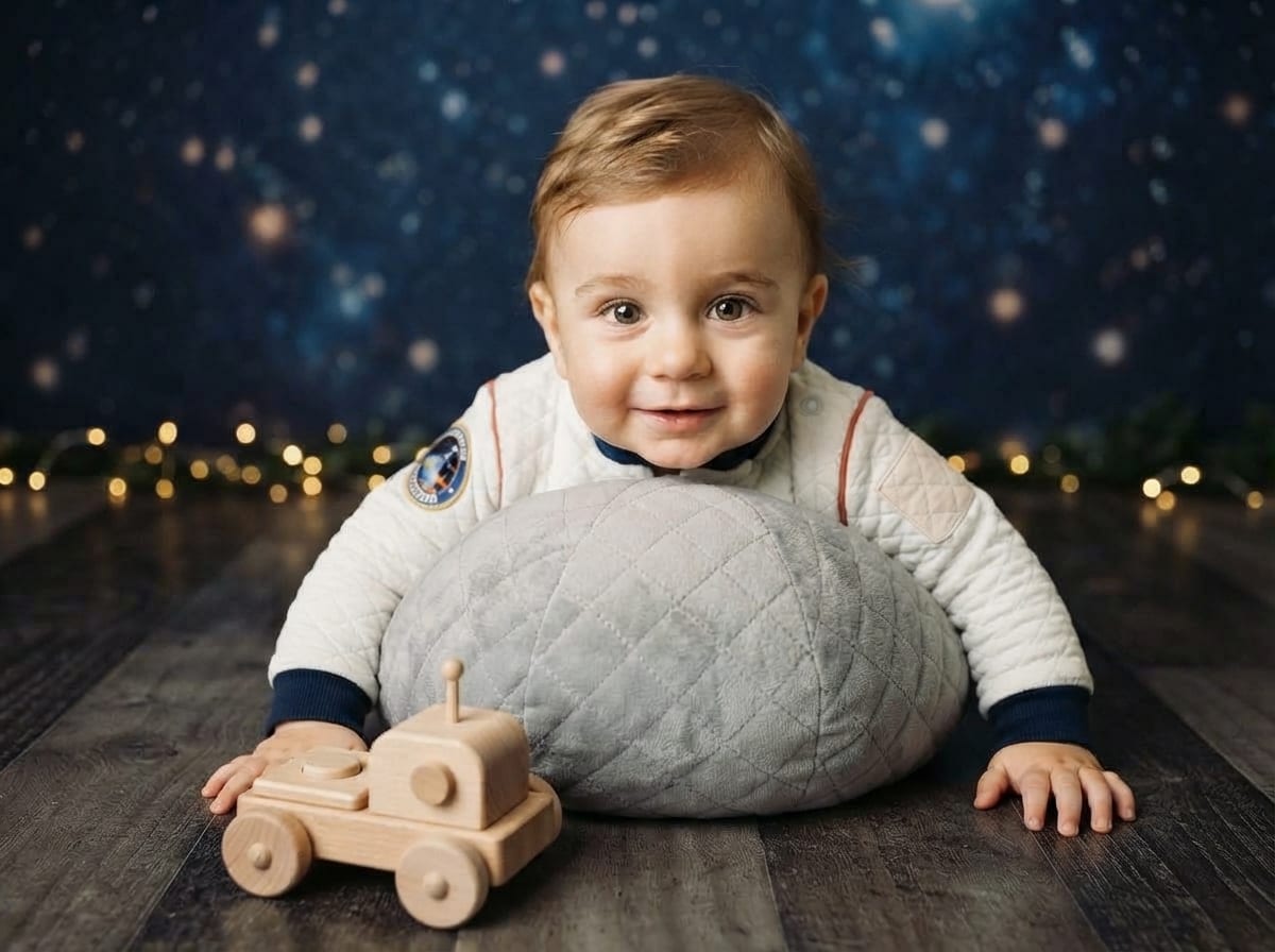 Moon Rock Cushion & Wooden Lunar Rover