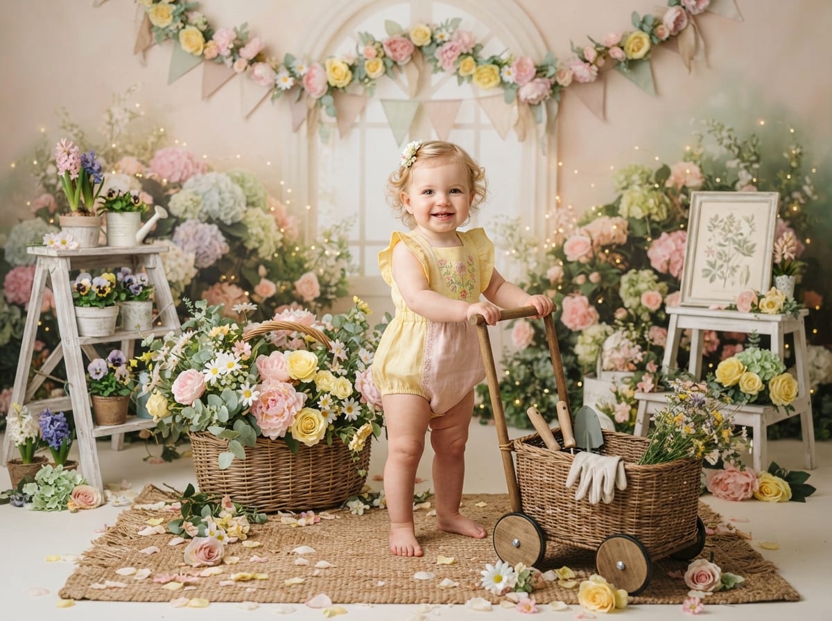 Secret Garden Arch & Wicker Flower Cart