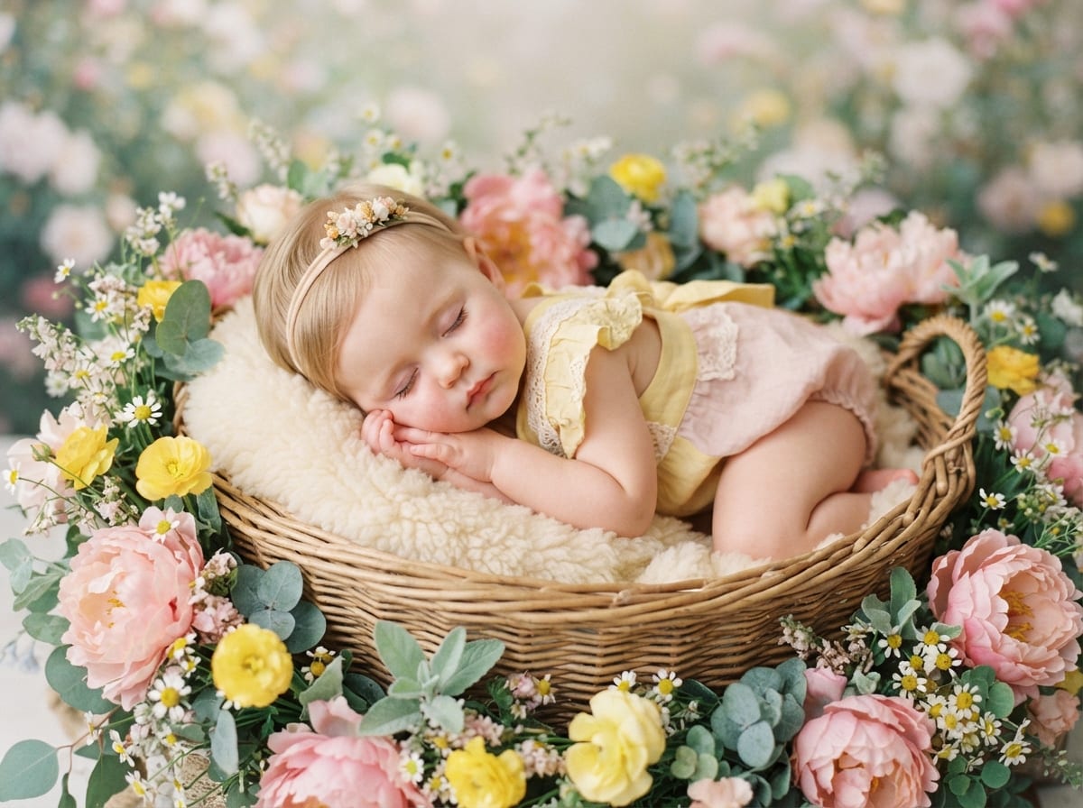 Dreamy Peony Basket & Sheepskin Nap