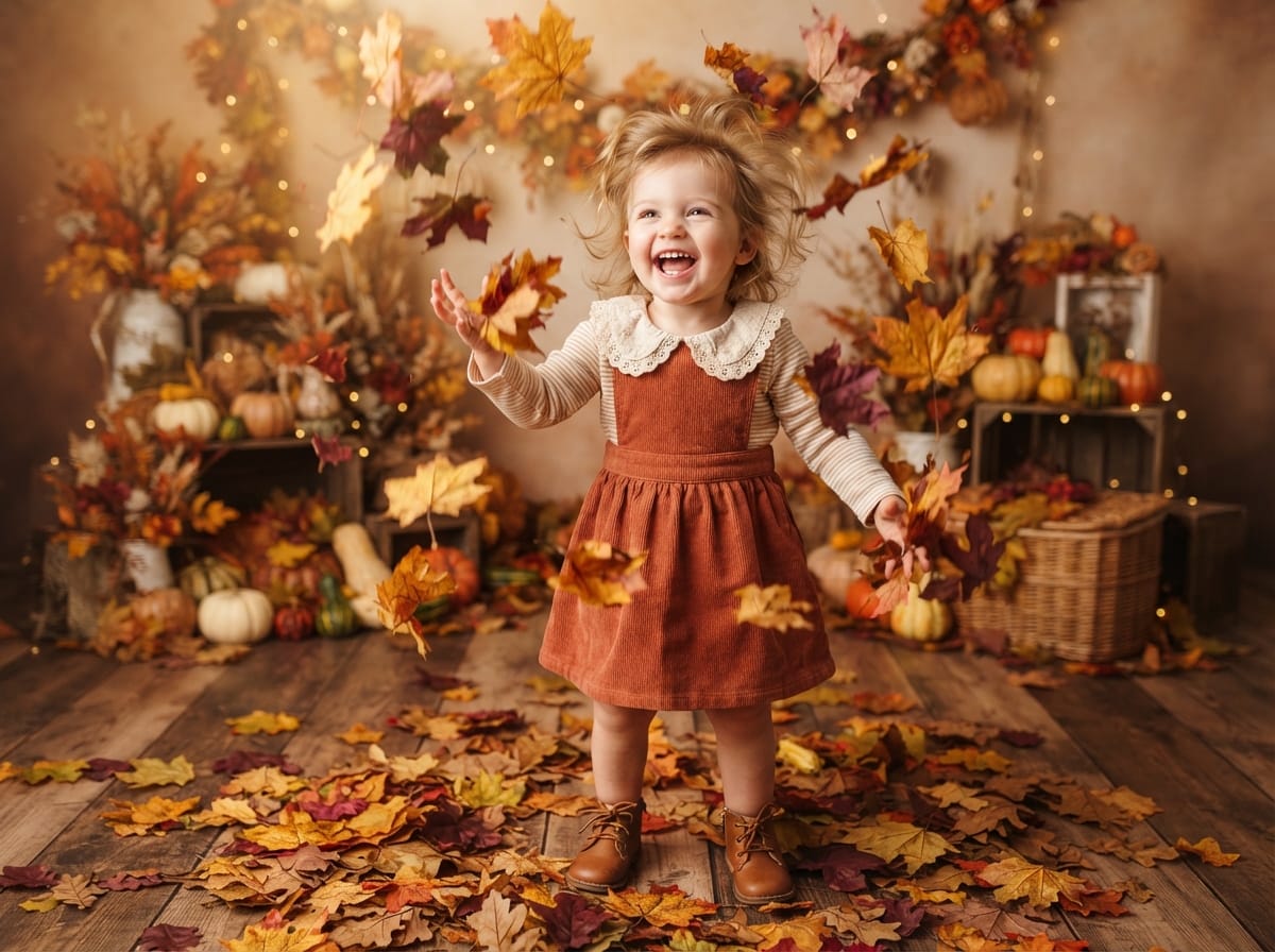 Falling Maple Leaves & Pumpkin Crates