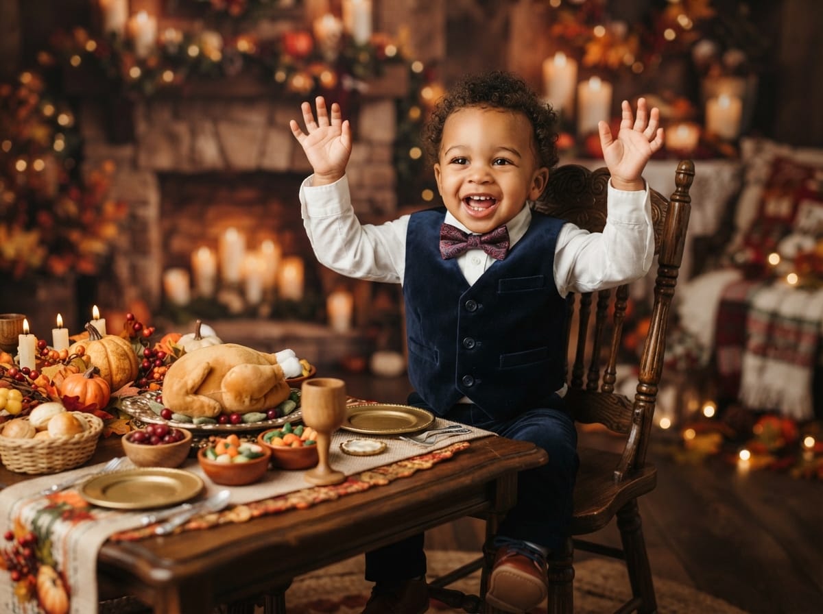 Candlelit Thanksgiving Feast Table