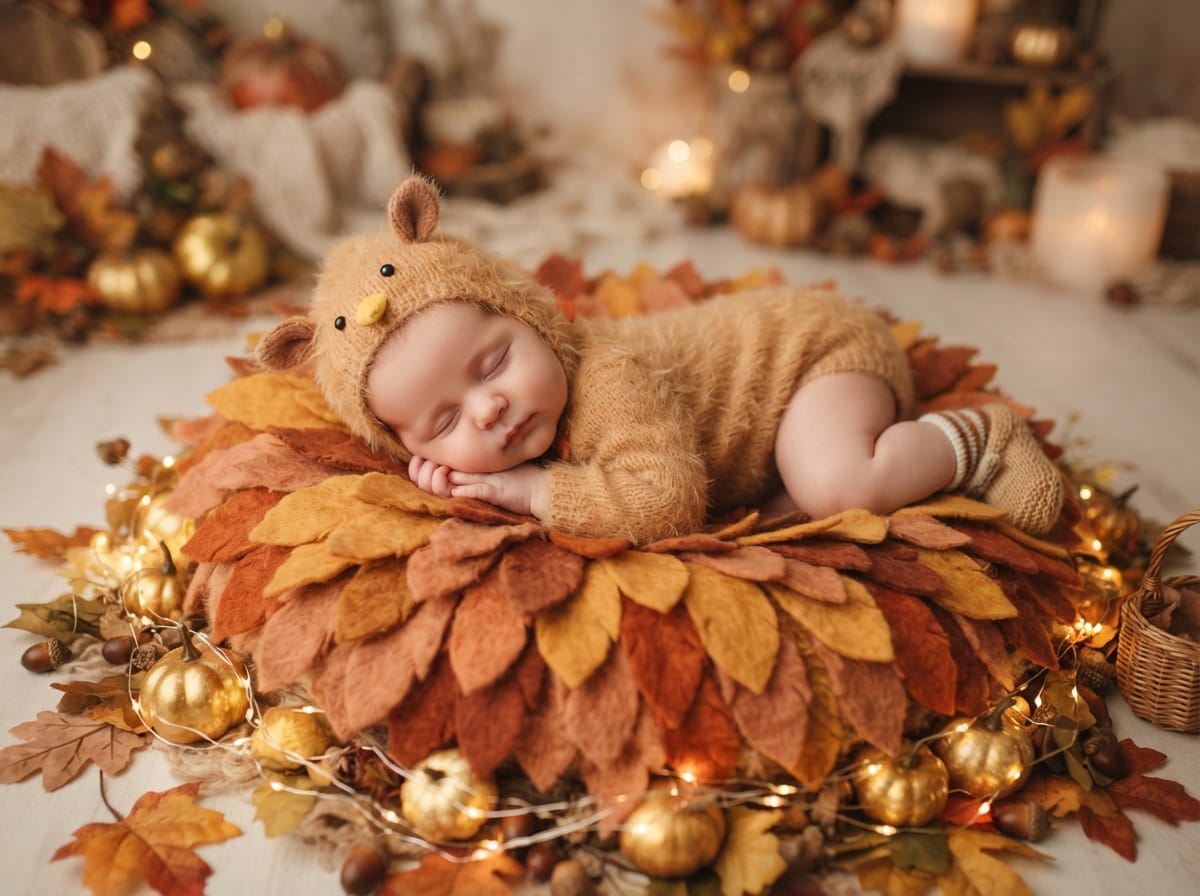 Felt Leaf Nest & Little Turkey Bonnet