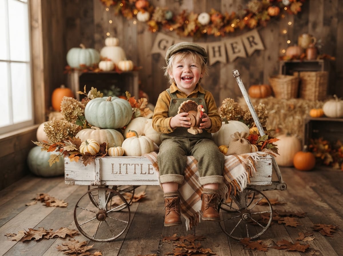 Gather Banner & Heirloom Pumpkin Wagon