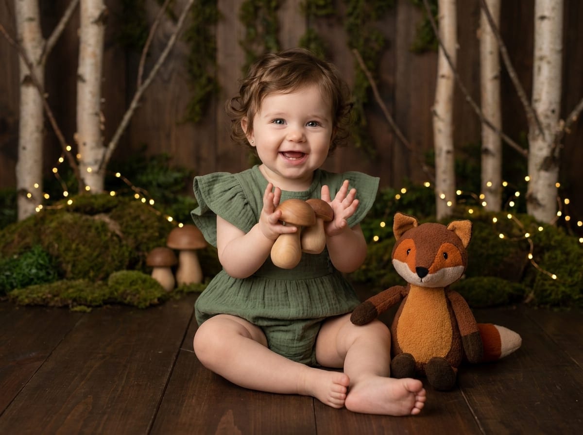 Wooden Mushroom Giggles & Fox Friend Birch Grove