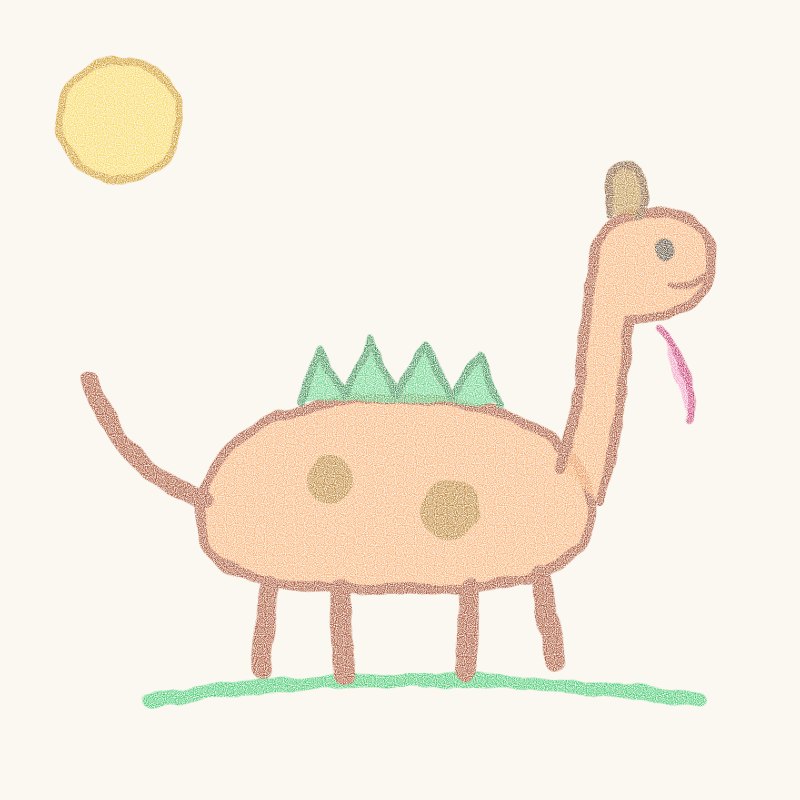 Sample child's crayon drawing: Dinosaur Dog