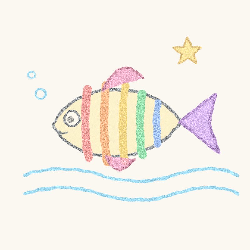 Sample child's crayon drawing: Rainbow Fish